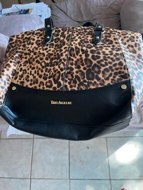 Enzo Angiolini Leopard Print Tote with Black Trim